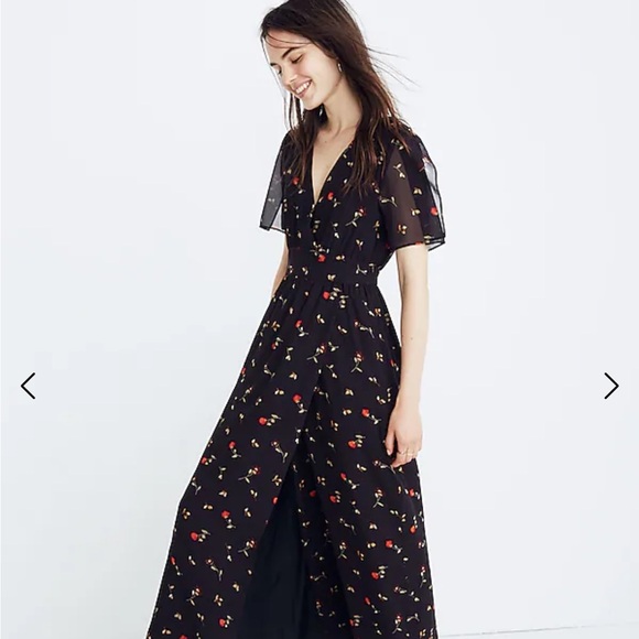 Madewell Size 6 Dress TULIP SLEEVE MAXI DRESS SWEET BLOSSOMS Faux Wrap J8523 - Picture 4 of 5